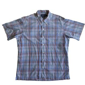 Ralph Lauren Bob Camp Mens Short Sleeve Blue Plaid Shirt, M